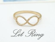 金色麻花無限符號戒指。精緻 百搭 經典 Infinite 無限大 8字 鏤空 編織 戒指 飾品 首飾【Lit Ring】