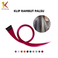 Satu Keluarga Wig Jepit Rambut Palsu Lurus Panjang Single Hair Extention K144 Hair Clip Colourful Wanita / Klip Wig Rambut Palsu Cewek Korea Warna Warni Import