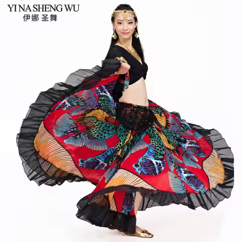 360 Degree Gypsy Skirt Butterfly Printed Gypsy Costumes Belly Dance Tribal Bohemian Skirt Belly Danc
