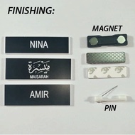 Name Tag Jawi/Rumi ~ Pin / Magnet ~ Tag Nama Sekolah / Tag Nama cikgu / Tag Nama Kakitangan Kerajaan