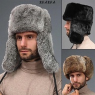 BRABRA Faux Rabbit Fur Hat, Soft Winter Warm Fur Bomber Hat, Thickened Ear Protection Windproof Wint