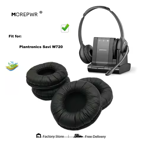 Morepwr Replacement Ear Pads for Plantronics Savi W720 Headset Parts Leather Earmuff Earphone Sleeve