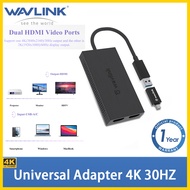 WAVLINK USB 3.0 ถึง Dual HDMI อะแดปเตอร์กราฟิก USB ถึง Type-C ถึง Dual HDMI ตัวแปลง Max 4K (380x2160