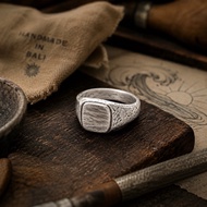 Men's Casual signet Ring Authentic 925 Silver Cp. 37