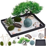WEBEEDY Mini Japanese Zen Garden Kit DIY Sand Craft Kit for Desk,8.3"x6.2" Desktop Mini Zen Garden A