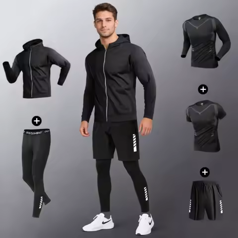 Quick Dry Men's sweat suit Running Training Sportswear Set Gym Fitness Compression Sport Suit Joggin