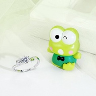 Kero Kero Keroppi莫桑鑽系列-大眼蛙莫桑石單鑽純銀戒指