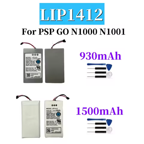 LIP1412 3.7V 930mAh 1500mAh Rechargeable Battery for PSP GO N1000 N1001 Game Console Batteries Repla
