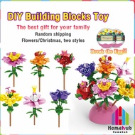 Homehub Gift For Girls DIY Flowers Christmas Kids Toys Flower Building Block Bouquet Rose DIY Creative Small Particle