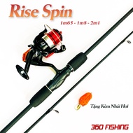 Bộ Cần Câu Lure Rise Spin Giá Rẻ Combo Cần Câu Máy Đứng MK3000 Có Sẵn Cước Tặng Kèm 1 Nhái Hơi