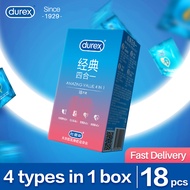 [Value 4 In 1] Free Shipping 4 Types Natural Latex Durex Condom for Men Extra Lubricating Smooth Condom Sleeve 52mm 18s