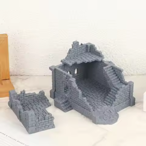 Gothic Building Ruins Terrain Scenery Unpainted Miniature Building Model 3D Printed Wargaming Terrai