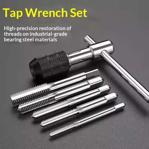 【LM】Thread Drill Bit Manual Tapping Wrench T-shaped Handle Adjustable M3-M6 Set Household Hardware T