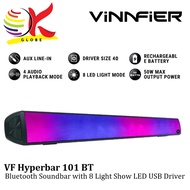 VINNFIER VF HYPERBAR 101 BT BLUETOOTH SOUNDBAR 50W 8 LIGHT SHOW LED USB DRIVER / AUX IN / RECHARGEAB