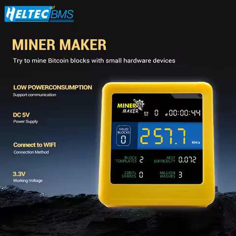 MINER MAKER Lottery Bitcoin mini BTC Miner USB 1W Low Power ESP32 Mining Device 1.54inch NerdMiner W