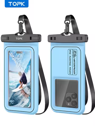 TOPK Waterproof Phone Pouch, IPX8 Waterproof Phone Case for 4”-7”, Cell Phone Dry Bag for Beach & Cr