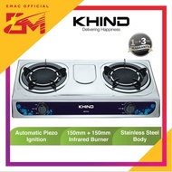Khind Infrared Gas Cooker 2 Burner Gas Stove Table Top ( Stainless Steel ) IGS1516