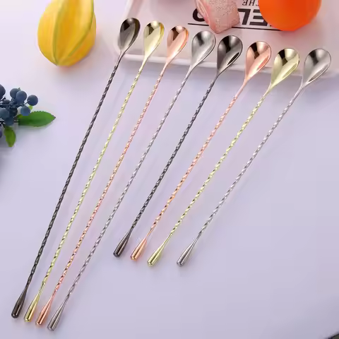 Spiral Stirring Bar Accessories Stainless Steel Bartender Tools Cocktail Spoons Kitchen Supplies Tea