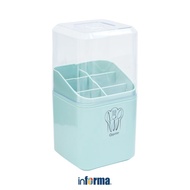 HIJAU Informa Appetite Bear Plastic Cutlery Holder with Square Cover - Sage Green Cutlery Holder Cut
