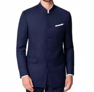 jas koko /mandarin navy list putih slimfit
