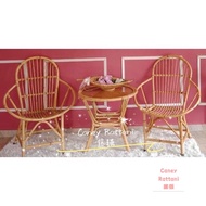 [Bundle Set 1 PROMO] Natural Handmade Rattan Chairs & Rattan Table Bundle Set/ Kerusi Rotan & Meja R