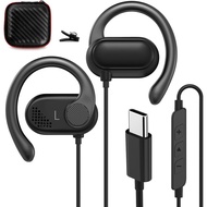 Open Ear Headphones Wired for Samsung S25 S24 Ultra S23 Fe S22+ A35, USB Type C Earphone with Mic Ov