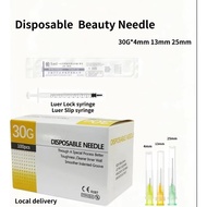 10/100pcs 30G  Disposable Beauty Needle 4mm 13mm 25mm can be used1ml Luer Lock/Luer Slip syringe Loc