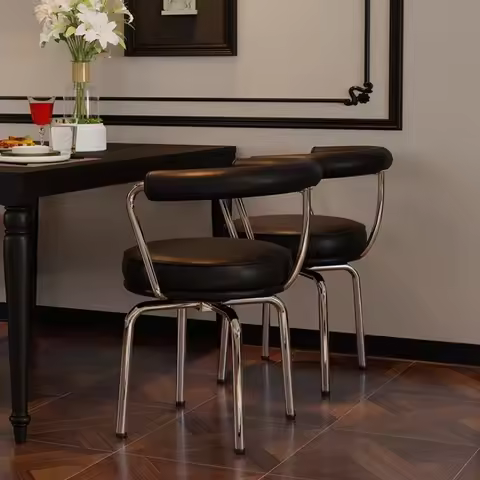 Bauhaus Style Dining Chairs Minimalist Backrest Swivel Seat High Elasticity Sponge Bar Chair Modern 
