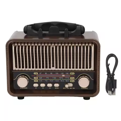 Portable AM FM Radio Retro Vintage Radio Portable AM FM SW Radio 5.4 1200mAh Battery with Antenna Ty