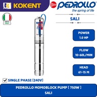 PEDROLLO MONOBLOCK WATER PUMP (0.75KW,1.0HP,240V,1PH,50HZ) (10-60L/MIN - 61-15M/H)(1") SALI