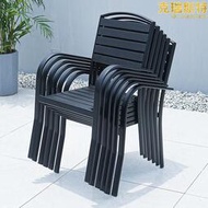 戶外庭院椅子防腐木塑木室外休閒凳花園桌椅咖啡廳商用露天餐椅
