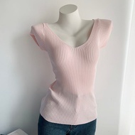 Chuan Chuan Chuan Women's Modern Korean Style Knit Top with Simple Plain V-Neck