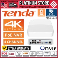 TENDA N6P-4H 4 Channel 4CH CH PoE 4K HDMI CCTV NVR FULL HD Network Video Recorder H.265 P2P Onvif Po