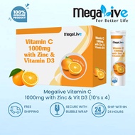 MEGALIVE Vitamin C 1000mg with Zinc and Vitamin D3 Effervescent Tablet