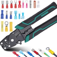 smseace Green Wire Crimping tool Wire crimper,stripper and cutterfor insulated/Bare/Heat Shrink conn