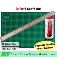 Craft Kit with A3 High Density Quality Cutting Mat, Heavy Duty Paper Cutter Penknife, Double-sided 5