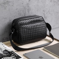 📿 New Fashion Woven Shoulder Bag Trendy Korean Men's Bag Leather Small Square Bag Mobile Phone Crossbody Bag