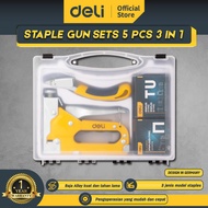 Deli Staple Gun Sets 5 Pcs 3 In 1 / Stapler Staples Tembak EDL238105