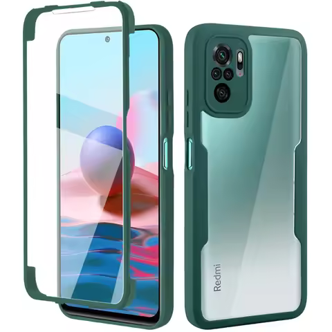 Clear Cover With Screen Protect For Xiaomi Redmi Note 10 10S 4G Case 360 Full Shockproof Case For Re
