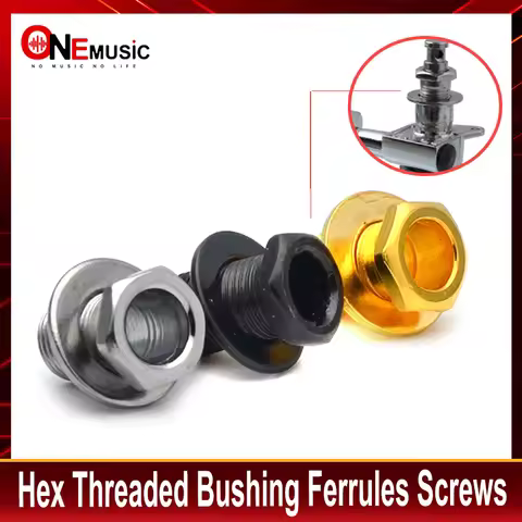 10Sets Hex Threaded Guitar Tunig peg machine head Bushing Ferrules and Mount Screws Balck-Gold-Chrom