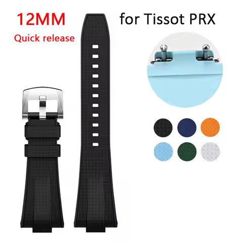 Silicone Strap for Tissot PRX Powermatic 40mm Quick Release Pin Buckle Men Sport Waterproof Replace 