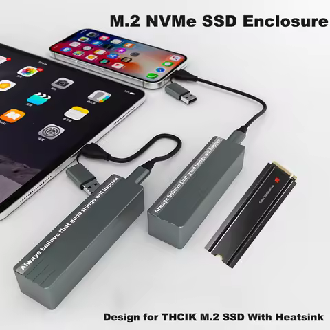 M.2 NVMe SSD Enclosure 10Gbps USB 3.2 Gen2 USB C External Case Box for Samsung 970 980 990 Pro with 
