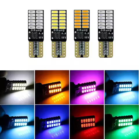 10pcs T10 Canbus 5W5 LED Car Bulb Signal Light 12V-24V License Plate Lights White Red Yellow Interio