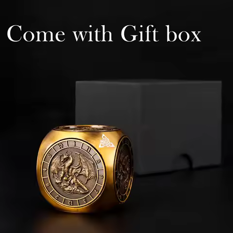 7-in-1 DND Fingertip Spinner Dice Set Metal 3D Polyhedral Rotating Game Dice with Dragon Design for 