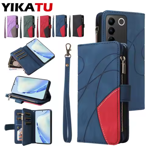 Leather Wallet Case For VIVO Y76 Y55S Y35 Y27 Y22 Y22S Y16 Y15S Y15A Y02S S17 S16 Pro 5G V29 Lite V2