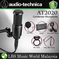 Audio Technica AT2020 Cardioid Medium Diaphragm Condenser Mic Microphone Full Bundle (AT 2020)