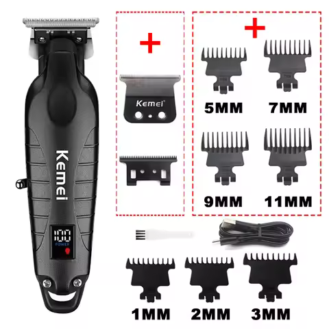Kemei 2293 Barber Cordless Hair Trimmer 0mm Zero Gapped Carving Clipper Professional Electric Finish