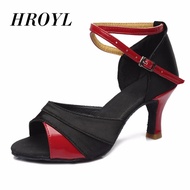 【Quality】 Hroyl Latin Dance Shoes For Girls Ladies Women's Ballroom Tango Salsa Dancing Latin Shoes Medium Heels Practice Training Shoes