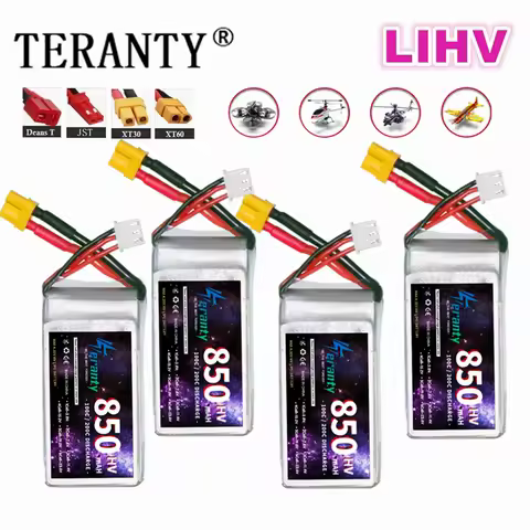 2/4PCS TERANTY HV Battery 850mAh 2S 7.6V 100C LiHV Lipo Battery XT30 XT60 Plug For Racing Car RC Dro