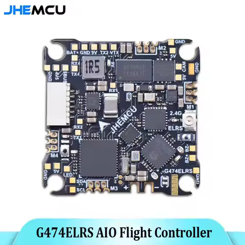 JHEMCU G474ELRS AIO Flight Controller Built-in 2.4G Receiver OSD 8MB Black Box 1-2S 25x25mm for RC F